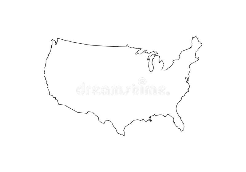 USA outline map national borders country shape vector illustration. USA outline map national borders country shape vector illustration