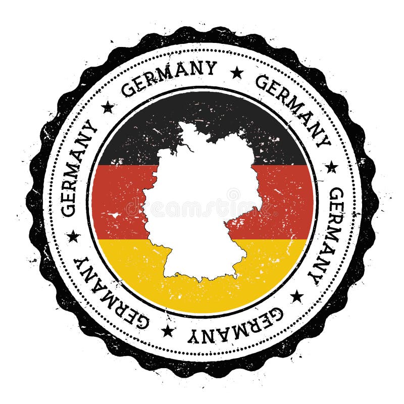 Mapa e bandeira de Alemanha no carimbo de borracha do vintage de
