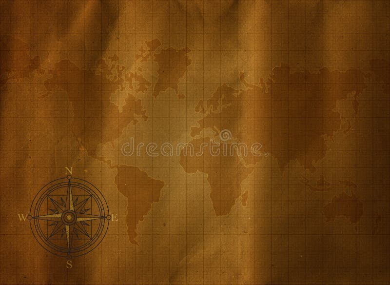 Mapa e compasso do Velho Mundo ilustração do vetor Mapa e compasso do Velho Mundo ilustração do vetor
