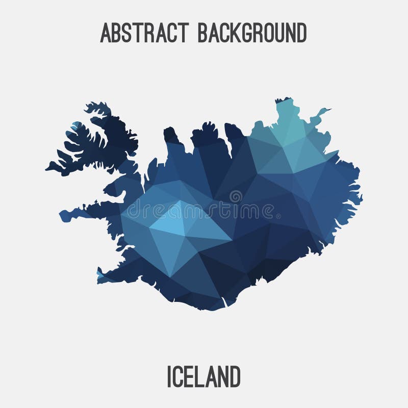 Mapa da Islândia em estilo geométrico poligonal, mosaico ilustração do vetor