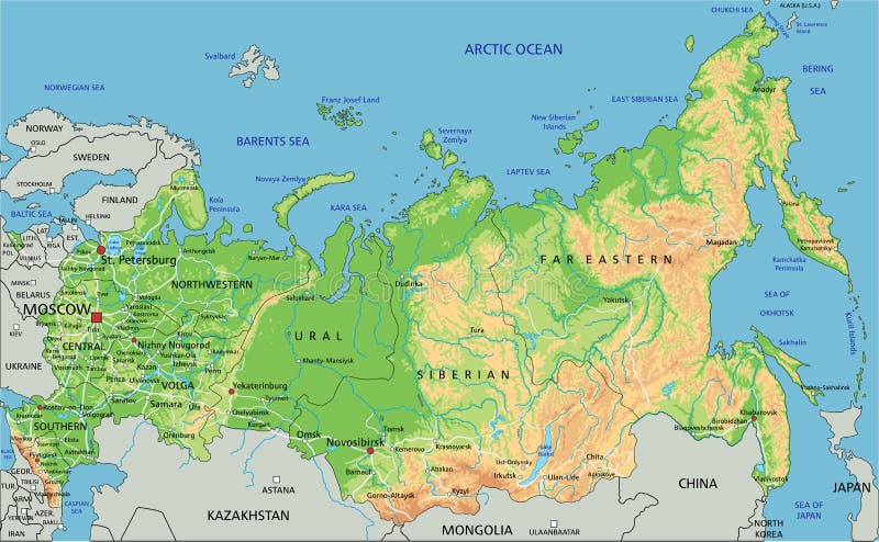 Mapa detalhado da federação russa da rússia e conjunto de navegação do mapa  do mundo ilustração vetorial plana