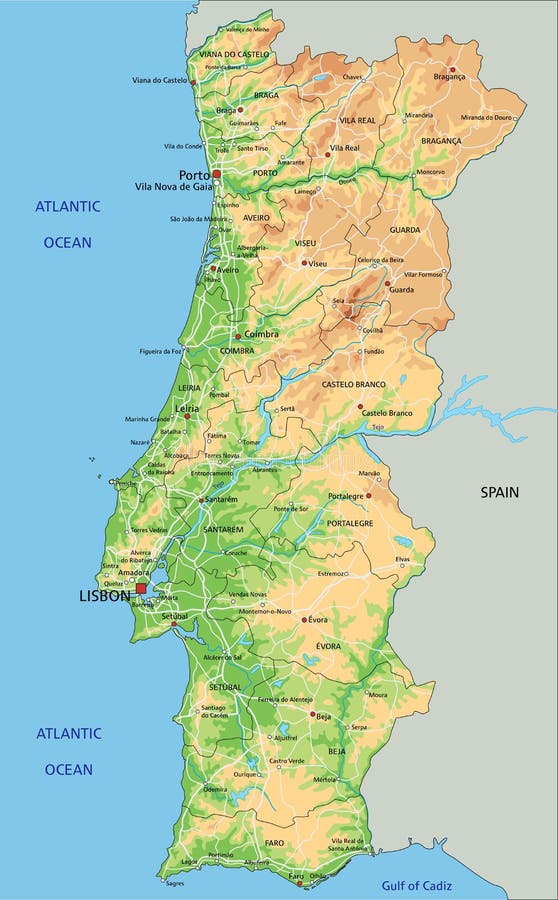 Portugal Mapa político Cor vintage imagem vetorial de Cartarium