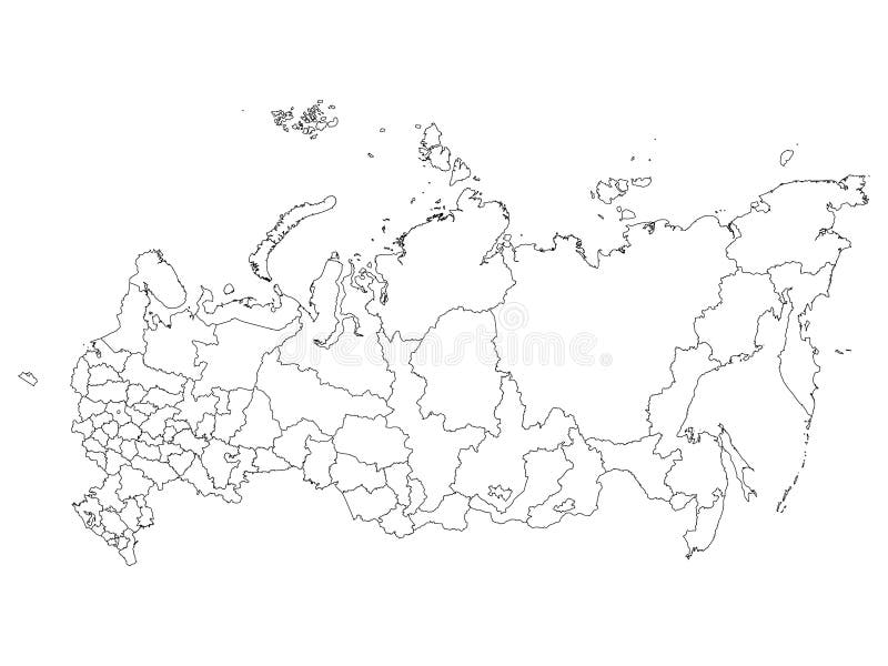 Federação Russa Em Branco Do Mapa De Contorno - Arte vetorial de