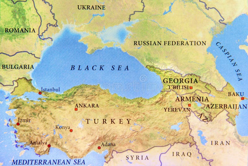 Mapa Geográfico De Turquia Com Cidades E O Mar Negro Importantes Imagem