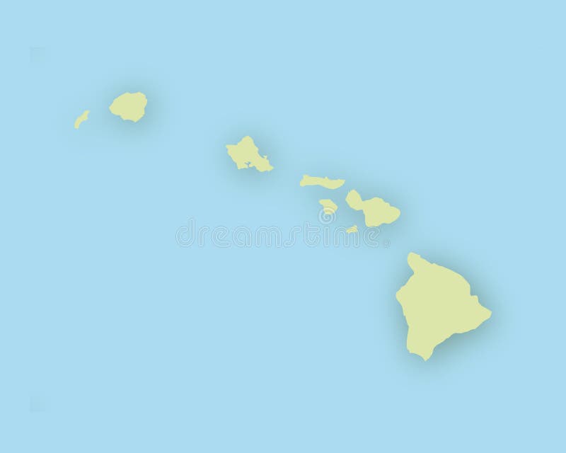 Mapa Hawaje z cieniem ilustracja wektor. Ilustracja złożonej z hawaje