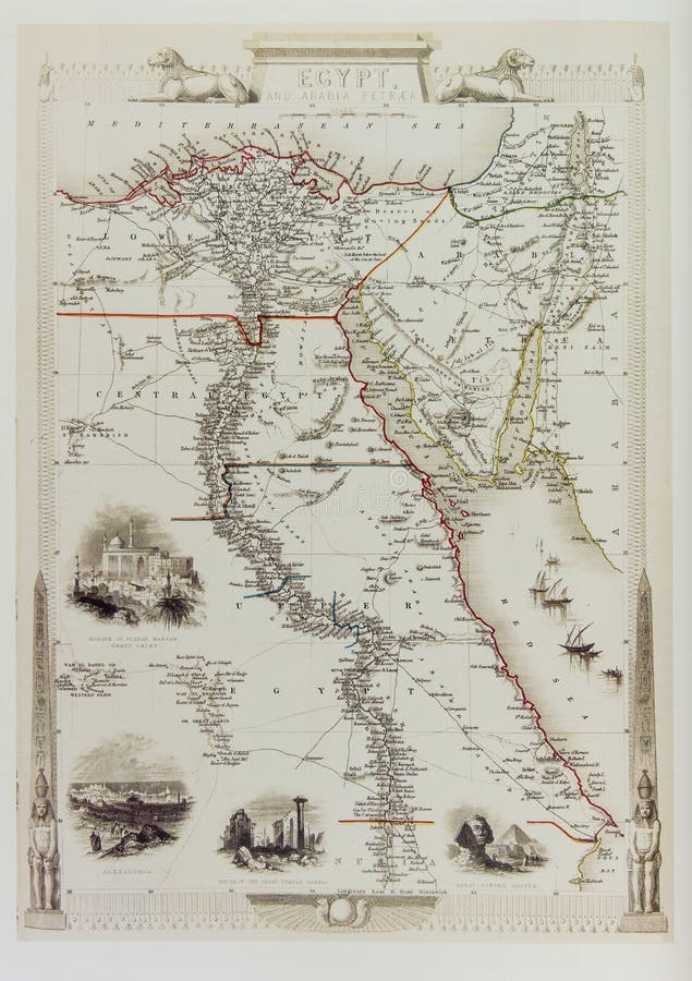Mapa histórico de Egipto y de Arabia imagenes de archivo Mapa histórico de Egipto y de Arabia imagenes de archivo
