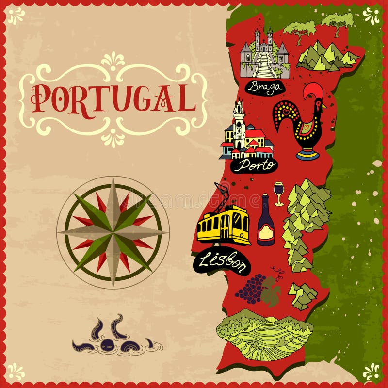 Mapa Portugal Com Regiões E Pavilhão Desenhar E Cortar Ilustração Stock -  Ilustração de liberdade, desenho: 255508048