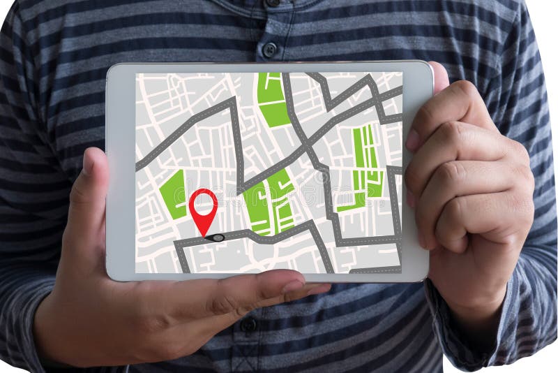 Mapa a la ubicación del destino de ruta, mapa de GPS de calle con los iconos de GPS, foto de archivo Mapa a la ubicación del destino de ruta, mapa de GPS de calle con los iconos de GPS, foto de archivo