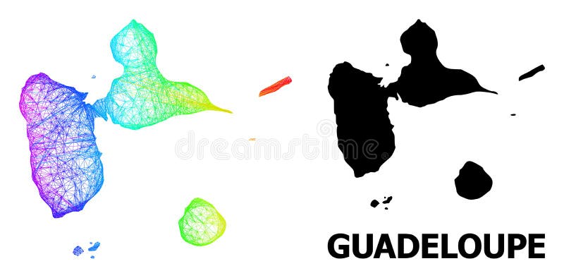 Mapa lineal de guadalupe con gradiente de color arcoiris stock de ilustración