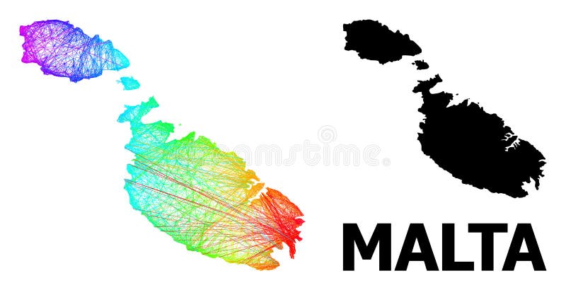Mapa lineal de malta con gradiente de color arcoiris ilustración del vector