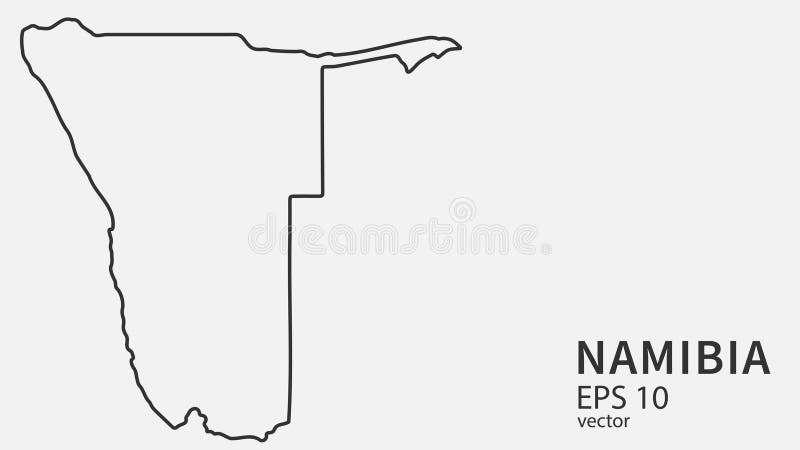 Mapa linii wektorowej namibia. konstrukcja wektorowa wyizolowana na białym tle. sieć web ilustracji