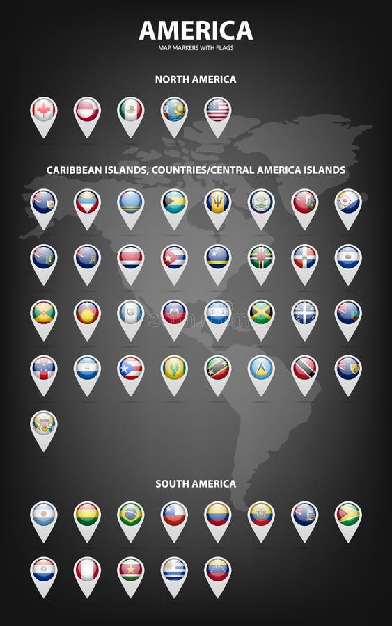 Mapa markiery z flaga - Ameryka Oryginalni kolory ilustracji Mapa markiery z flaga - Ameryka Oryginalni kolory ilustracji