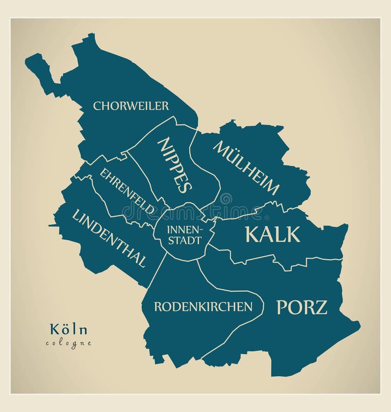Mapa moderno - cidade da água de Colônia de Alemanha DE ilustração stock Mapa moderno - cidade da água de Colônia de Alemanha DE ilustração stock