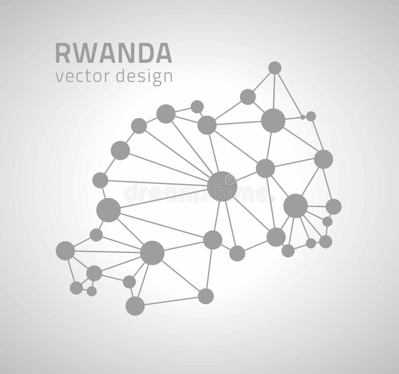 Mapa moderno del esquema del punto del vector de Rwanda de la perspectiva gris del triángulo ilustración del vector Mapa moderno del esquema del punto del vector de Rwanda de la perspectiva gris del triángulo ilustración del vector