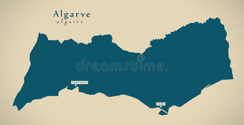 Mapa Moderno - O Algarve Portugal Pinta Ilustração Stock