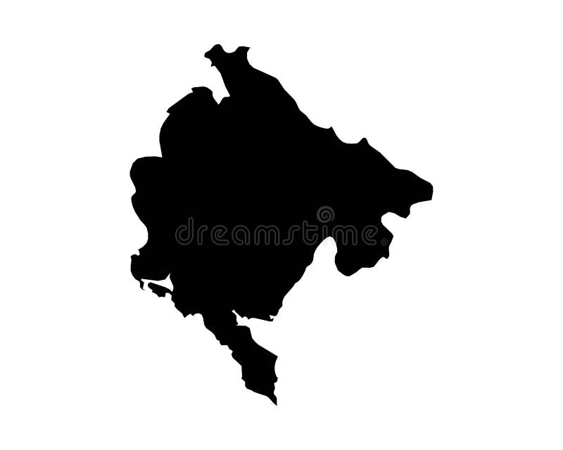 Mapa montenegro. mapa del país de montenegrin. país blanco y negro delinear geografía forma frontera territorio vector
