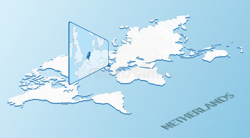 Mapa Mundial En Estilo Isometrico Con Mapa Detallado De Los Paises Bajos Mapa Azul Claro De Los Paises Bajos Con Mapa Abstracto D Ilustracion Del Vector Ilustracion De Modelo Nearsighted 190939679