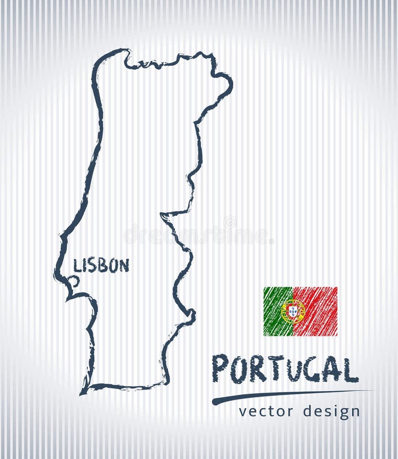 Mapa Nacional Do Desenho Do Vetor De Portugal No Fundo Branco