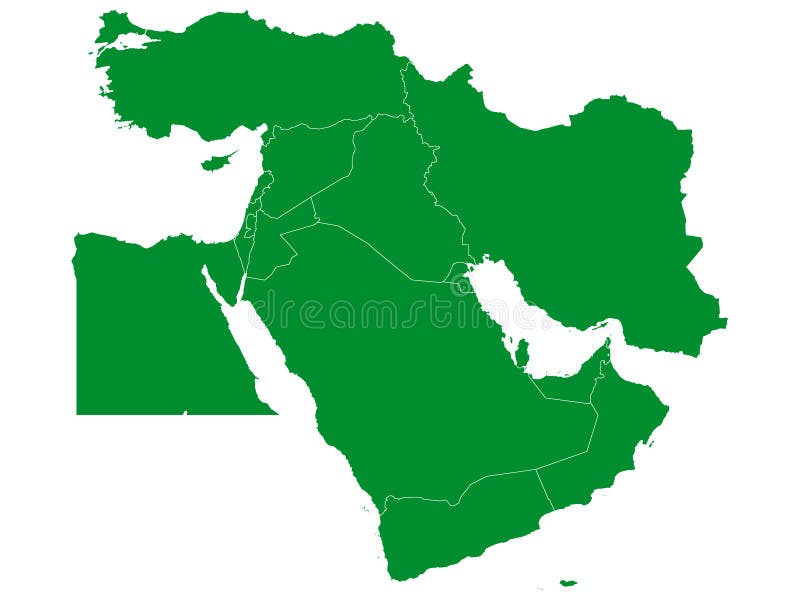 Mapa negro verde de Oriente Medio