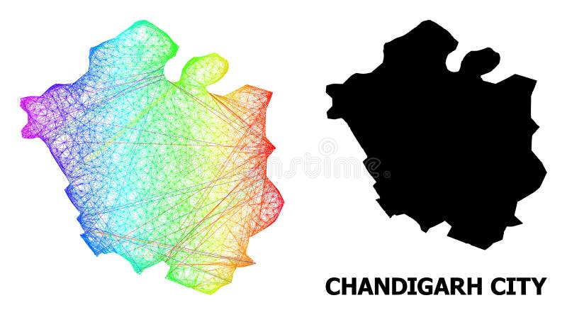 Mapa neto de la ciudad de chandigarh con gradiente de color arcoiris ilustración del vector