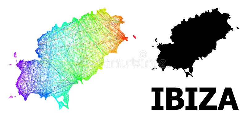 Mapa neto de la isla de ibiza con gradiente de color arcoiris libre illustration