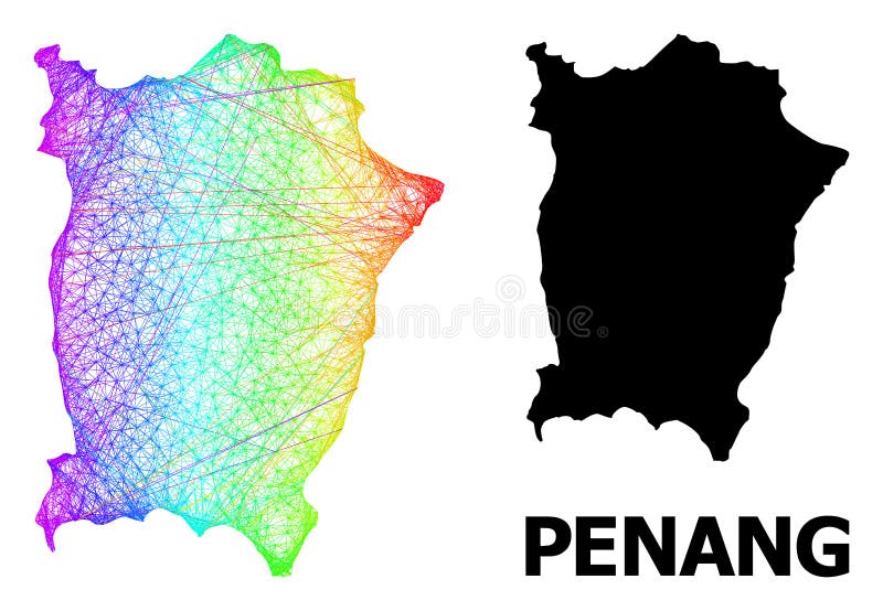 Mapa neto de la isla penang con gradiente de color arcoiris libre illustration