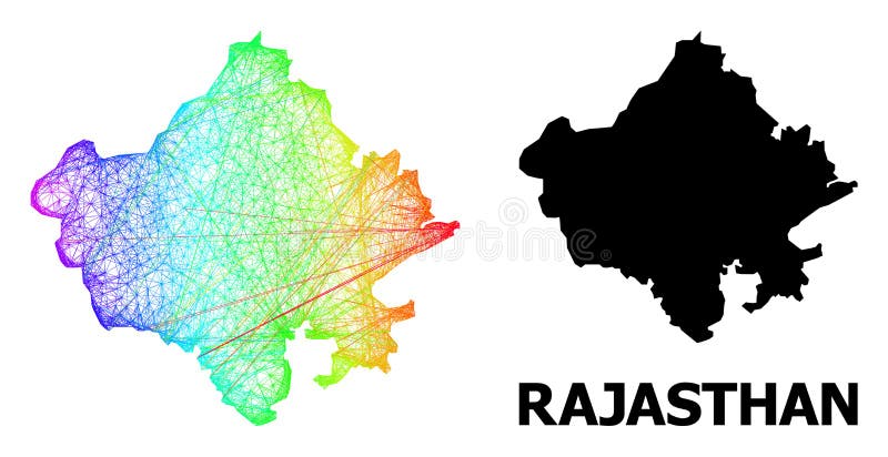 Mapa neto del estado de rajasthan con gradiente de color arco iris stock de ilustración