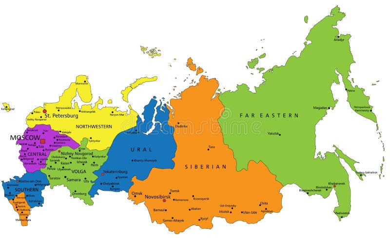 Mapa político de Rússia ilustração do vetor. Ilustração de fundo - 82697950