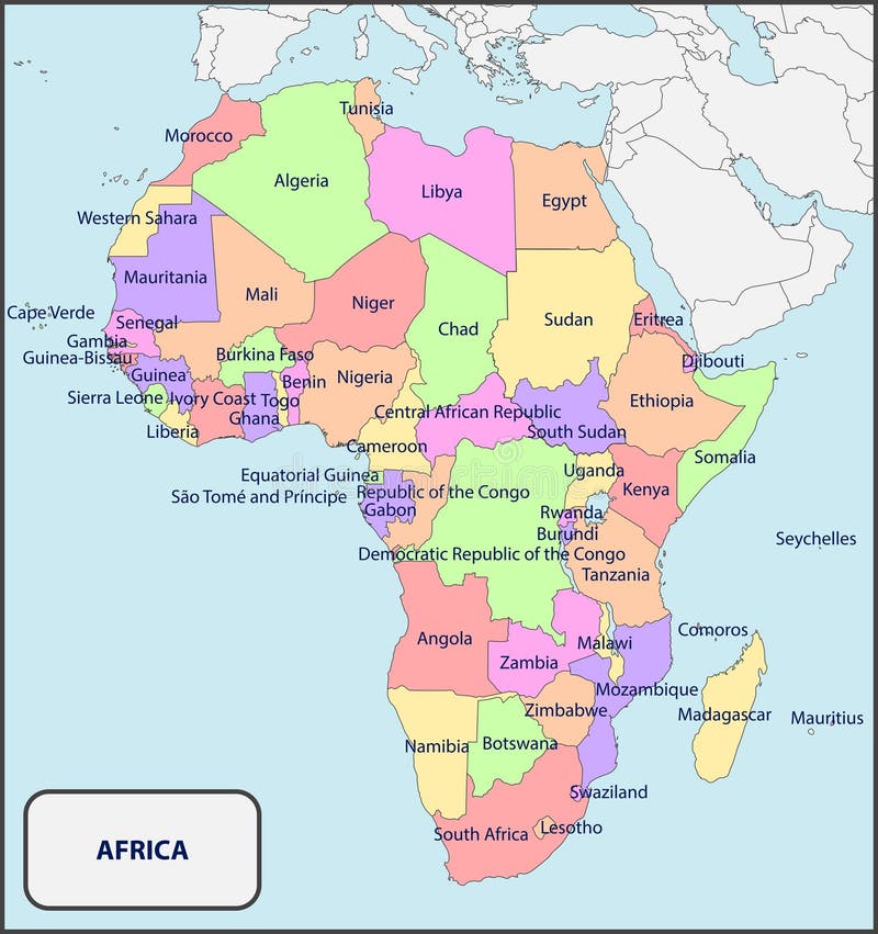 Mapa Político De África Con Nombres Ilustración del Vector ...