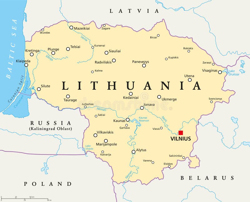 Mapa político de Lituânia ilustração do vetor. Ilustração ...