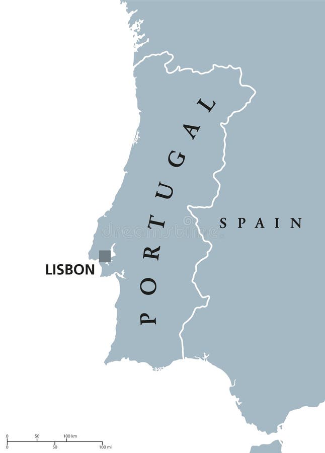 Mapa Político De Portugal E Da Espanha Ilustração do Vetor