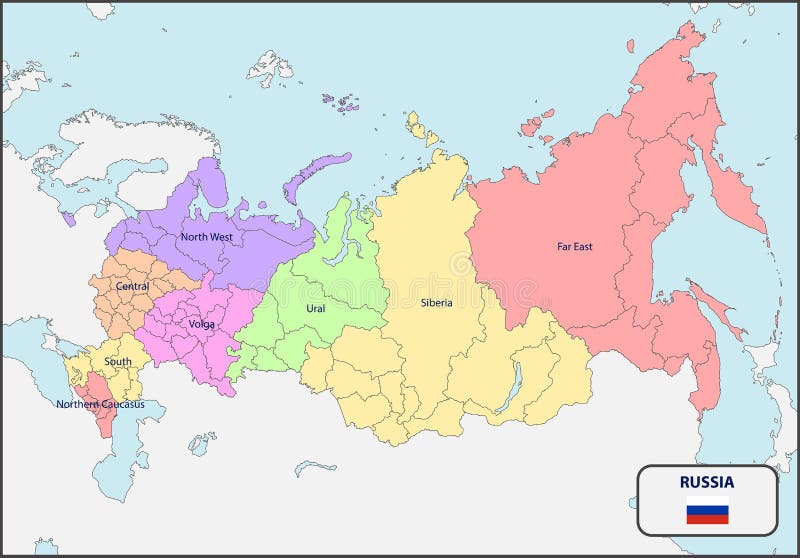 Mapa Político Da Rússia Com Capital Moscou, Fronteiras Nacionais E