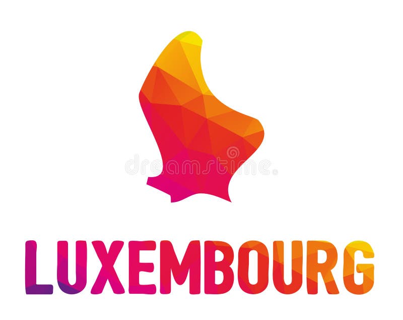 Low polygonal map of the Grand Duchy of Luxembourg Luxemburg with sign Luxembourg, both in warm colors of red, purple, orange and yellow; sovereign small landlocked country in western Europe. Low polygonal map of the Grand Duchy of Luxembourg Luxemburg with sign Luxembourg, both in warm colors of red, purple, orange and yellow; sovereign small landlocked country in western Europe