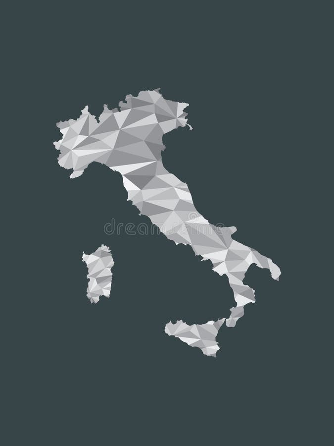 Mapa polivinílico bajo del vector de Italia del color blanco con formas o triángulos geométricos en el ejemplo negro del fondo ilustración del vector Mapa polivinílico bajo del vector de Italia del color blanco con formas o triángulos geométricos en el ejemplo negro del fondo ilustración del vector