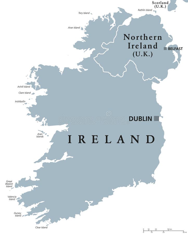 Mapa político da República da Irlanda e de Irlanda do Norte ilustração do vetor Mapa político da República da Irlanda e de Irlanda do Norte ilustração do vetor