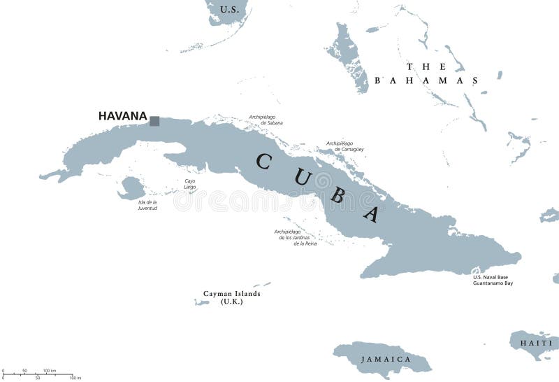 Mapa político de Cuba com capital Havana ilustração stock Mapa político de Cuba com capital Havana ilustração stock