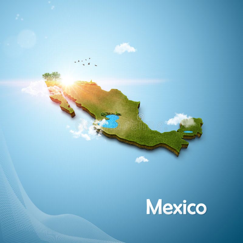 Mapa realista 3D de México stock de ilustración Mapa realista 3D de México stock de ilustración