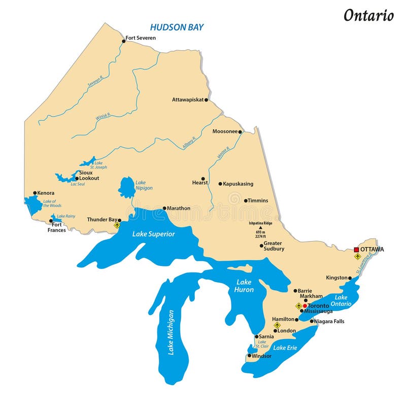 Mapa Simple Vectorial De Ontario Canada Ilustración del Vector
