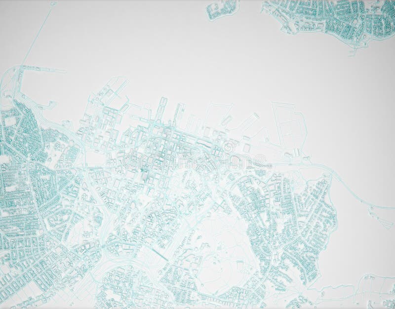 Mapa simplificado de la vista aérea de la ciudad de auckland. Mapa simplificado de la ciudad de auckland vista aérea 3d representación