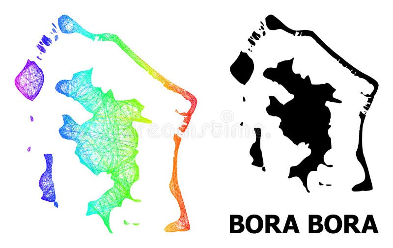 Mapa sombreado de borabora con gradiente de color arcoiris stock de ilustración