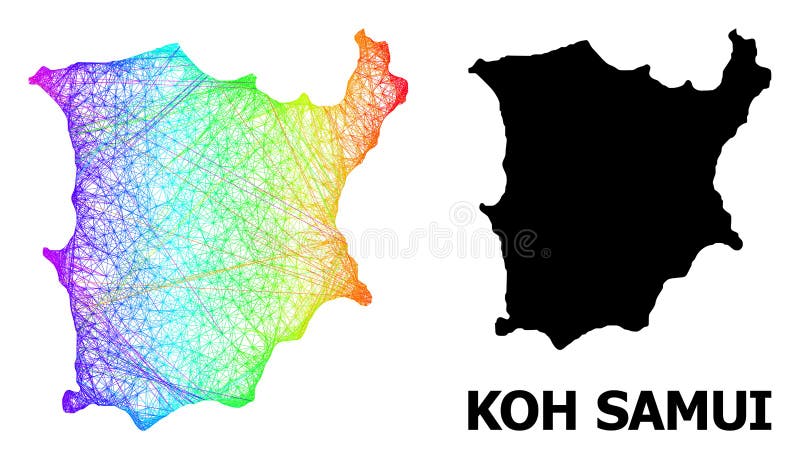 Mapa sombreado de koh samui con gradiente de color arcoiris ilustración del vector
