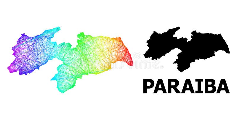 Mapa sombreado del estado de paraiba con gradiente de color arcoiris ilustración del vector
