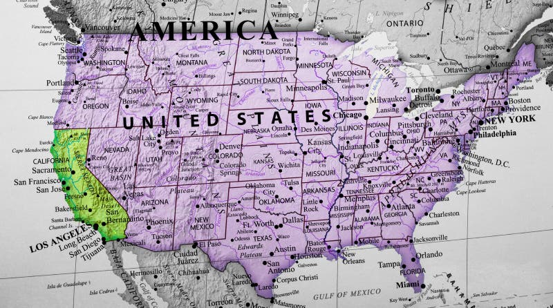 Mapa Stany Zjednoczone podkreśla Kalifornia stan Ameryka