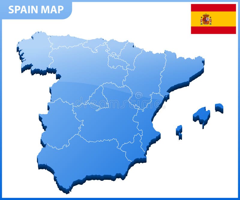 El Mapa Detallado De La España Con Las Regiones O Estados Y Ciudades