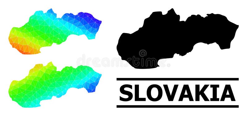 Mapa tridimensional da eslováquia com gradiente diagonal ilustração do vetor