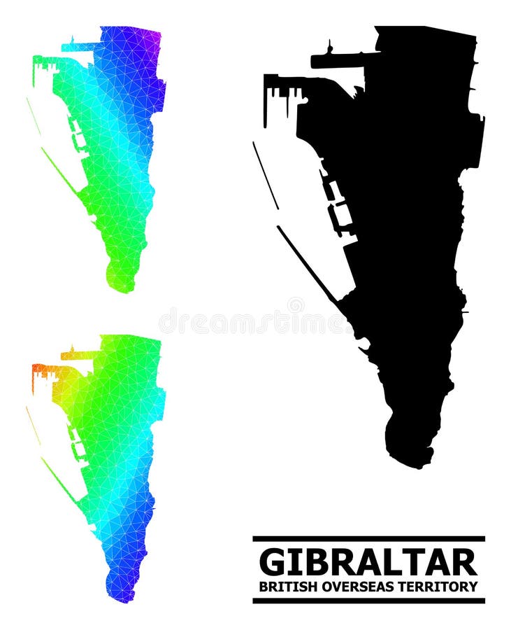 Mapa tridimensional de gibraltar com gradiente diagonal ilustração stock