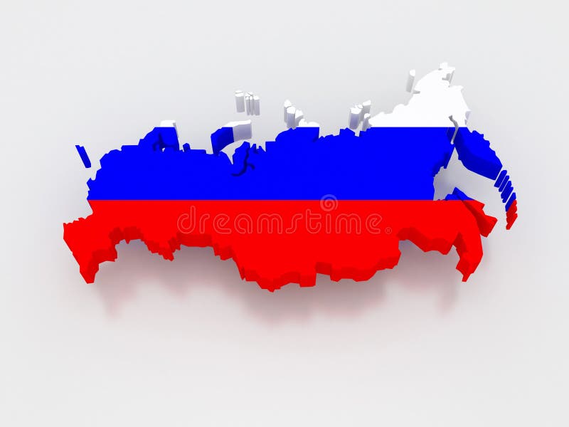 Mapa tridimensional da Rússia ilustração stock