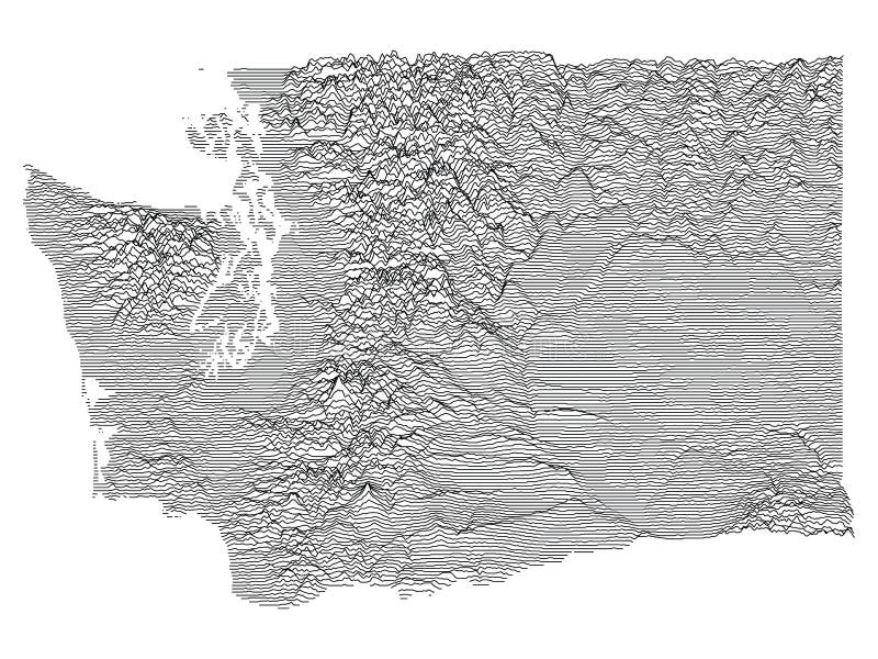 Topographic Relief Peaks and Valleys Map of US Federal State of Washington. Topographic Relief Peaks and Valleys Map of US Federal State of Washington