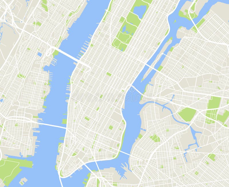 New York and Manhattan urban city vector map. New york urban city map, nyc and manhattan cartography illustration. New York and Manhattan urban city vector map. New york urban city map, nyc and manhattan cartography illustration