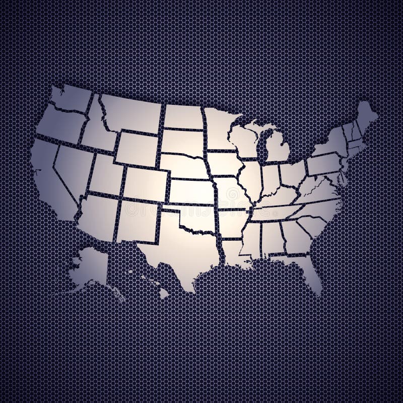 USA map isolated on metal background. High resolution image. USA map isolated on metal background. High resolution image.